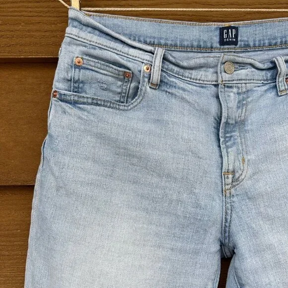 Gap Girlfriend High Rise Light Blue Denim Ankle Crop Jeans Sz 8 - Picture 4 of 13